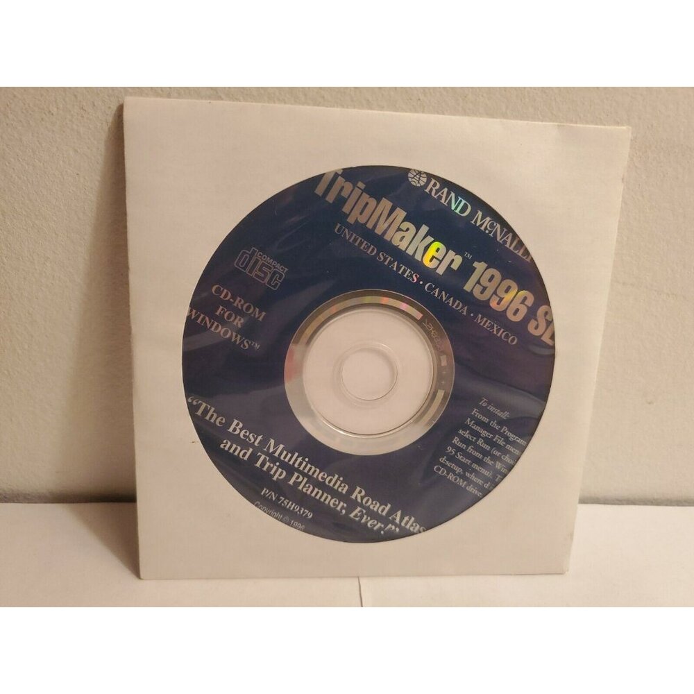 Rand McNally TripMaker 1996 SE P/n 75N9379 CD-Rom for Windows